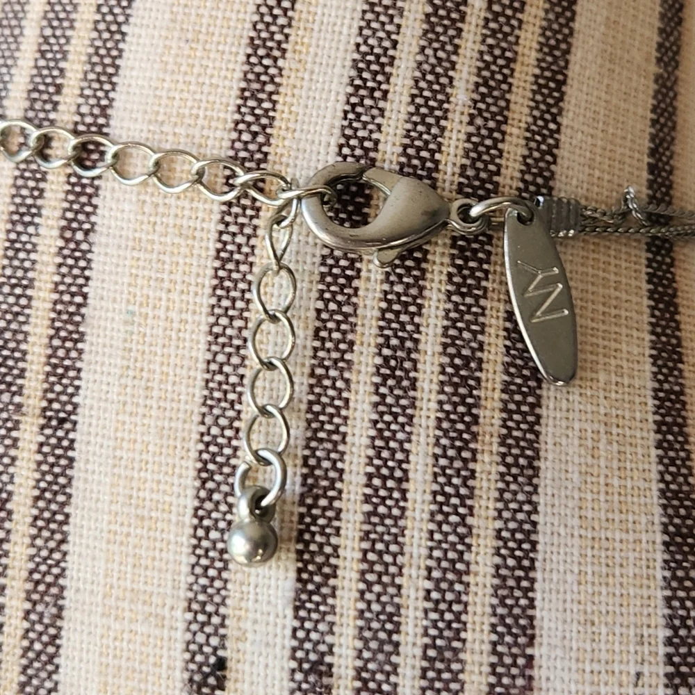 Designer New York Three Strand Silvertone Necklace w/ Various Stones & Beads